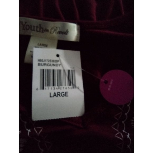 Women's Large Youth in Revolt Burgundy Semi Crop Top New with Tags - Picture 6 of 6